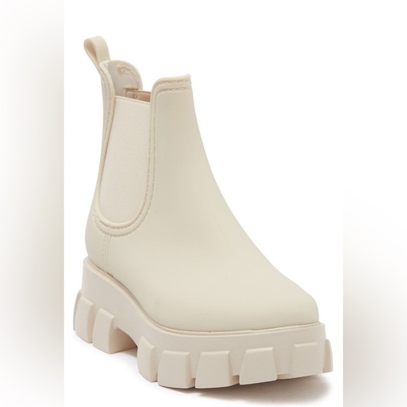 Jeffrey Campbell Platform Lug Sole Chelsea Rain Boot- Cream Rubber, Cream 8 - Picture 3 of 10